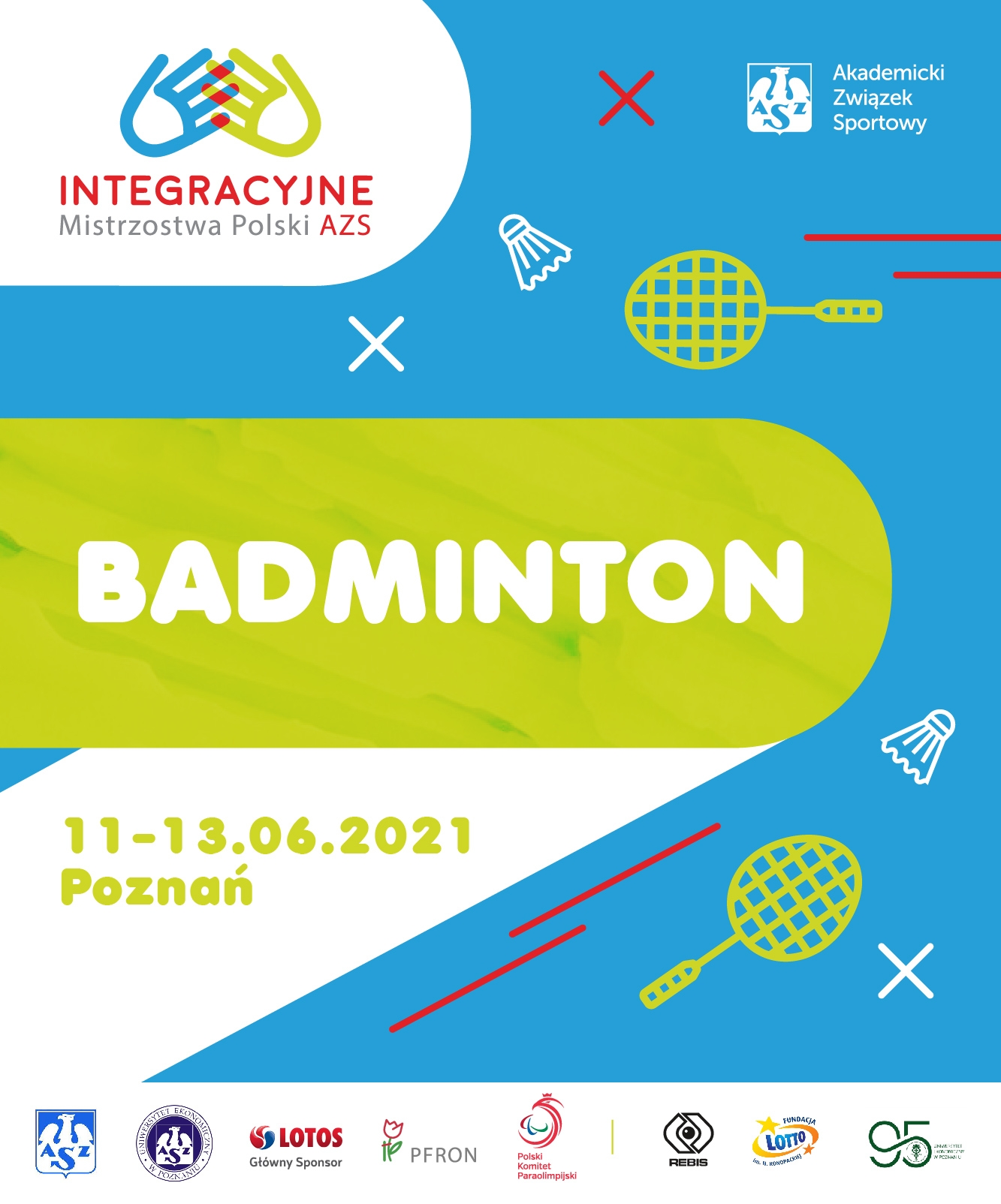 plakat informujący o zawodach w badmintonie